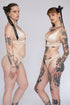 QUINN Champagne Satin and Mesh Wrap Brief